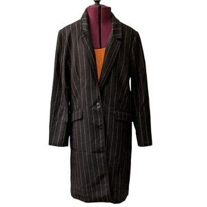 Banana Republic long striped wool blend coat v/311217 overcoat trench size M